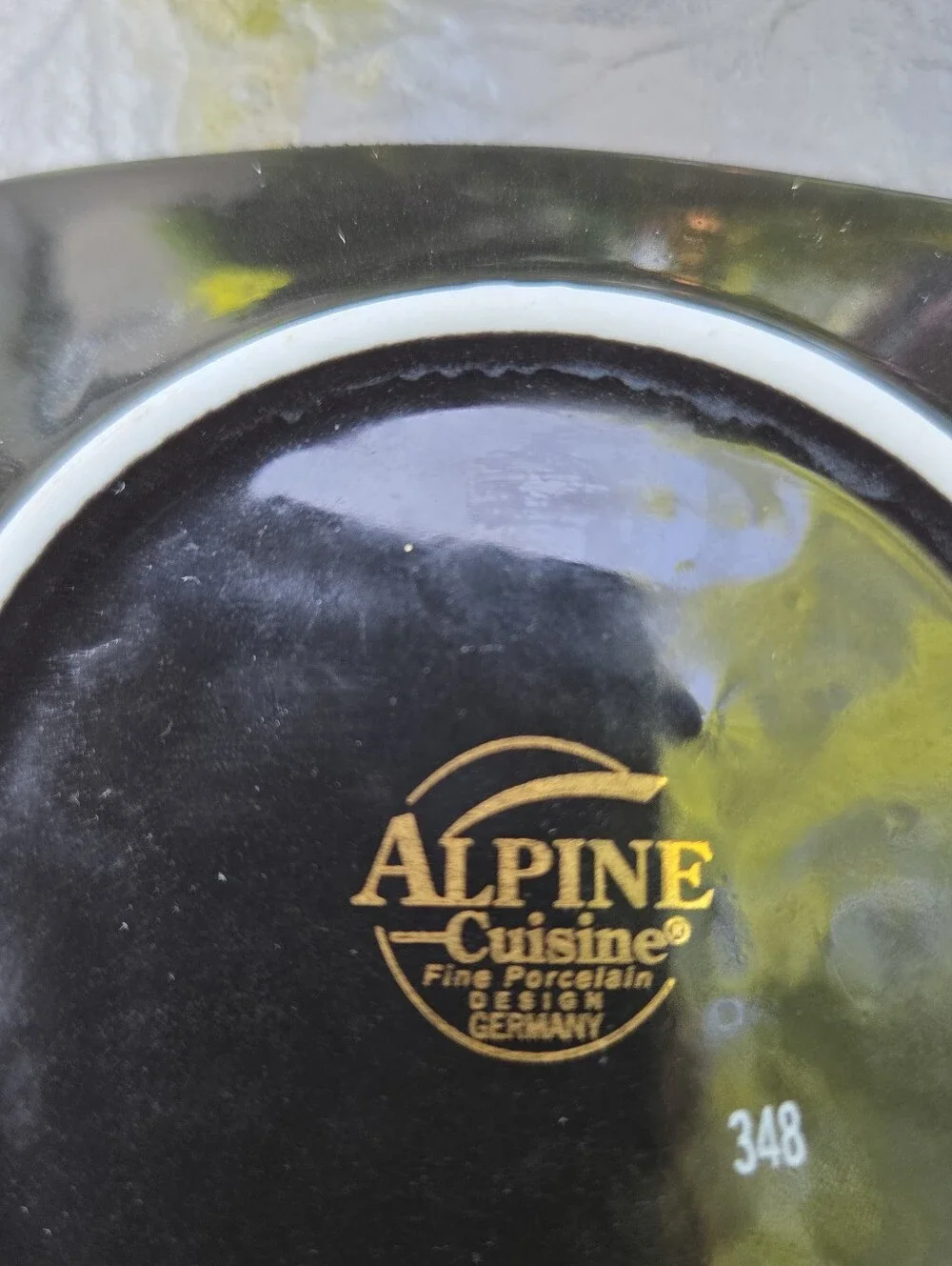 Alpine Cuisine Fine Porcelain Germany Espresso Cup Saucer Gold Leaf Demitasse Vt